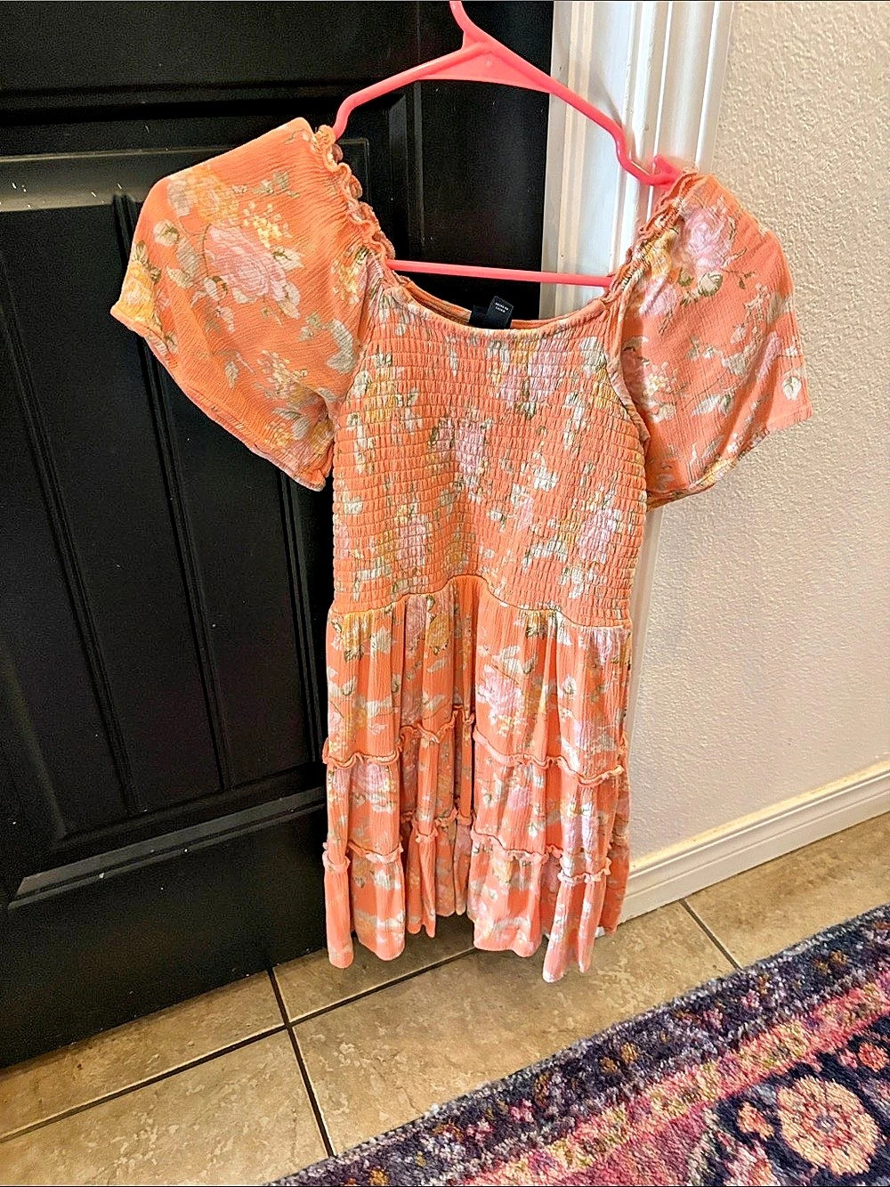 a.n.a. by clastyle Floral Mini Dress in Orange & Green Size Large